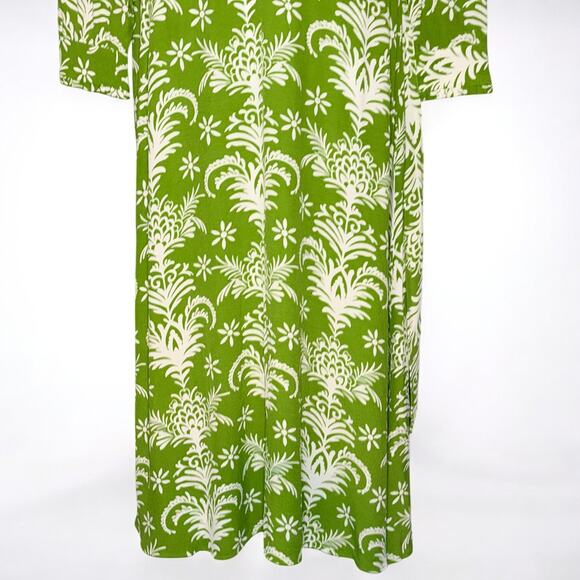 Zara Green White Lilou Maxi Dress Size M Belted Button Front Floral Boho Resort - Picture 9 of 12